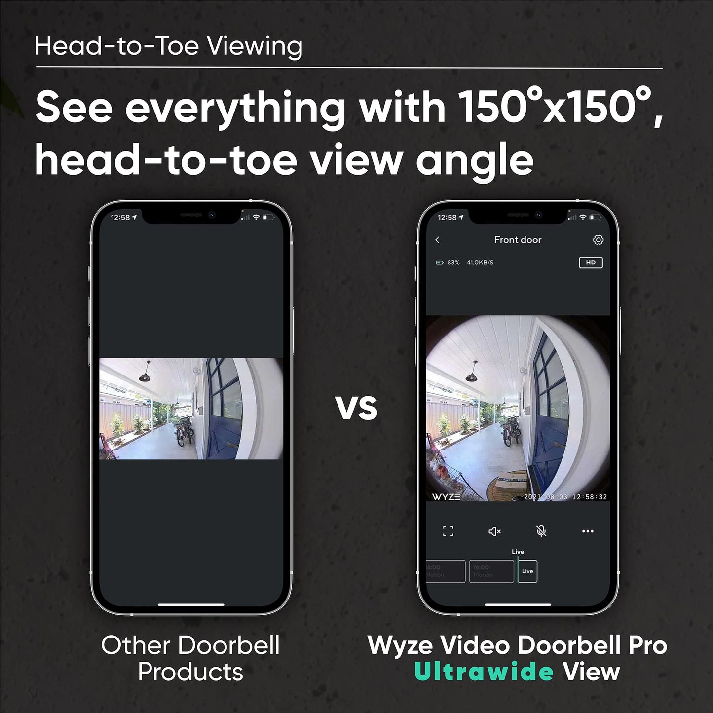 Wyze Wireless Video Doorbell Pro (Chime Included), 1440 HD Video, 1:1 Aspect Ratio: 1:1 Head-to-Toe View, 2-Way Audio, Night Vision (Renewed)