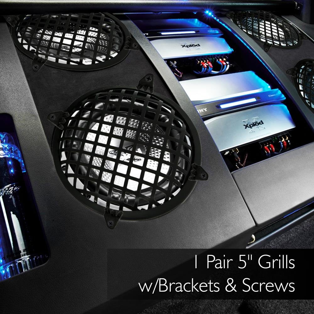 Pyramid 5" Waffle Speaker Grill with Bracket, Universal Car Audio Speaker Grill Cover, Durable Metal Mesh Protects 5 Inch Speakers, Includes Mounting