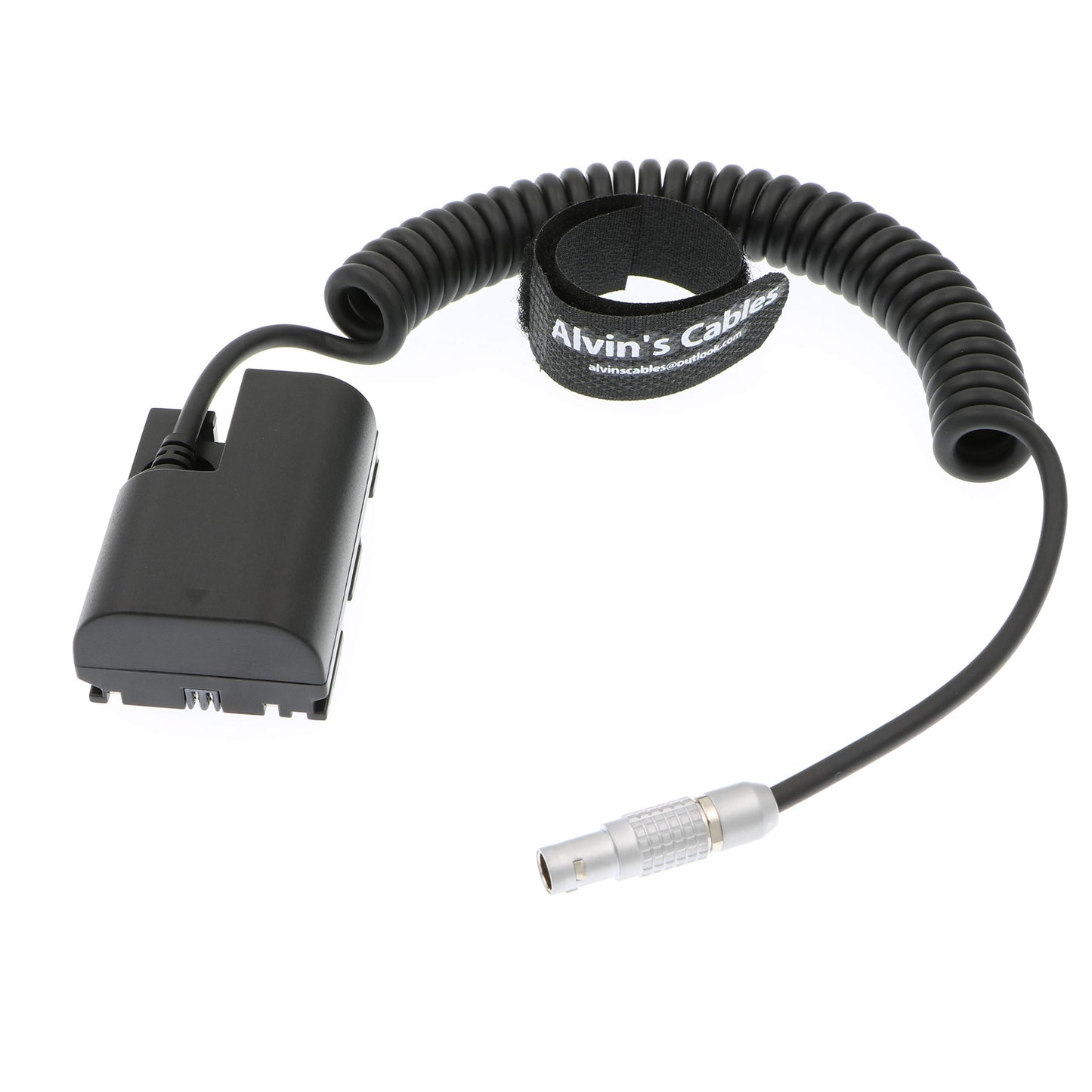 Alvin's Cables LP E6 Dummy Battery to 2 Pin Male Power Coiled Cable for Canon 5D