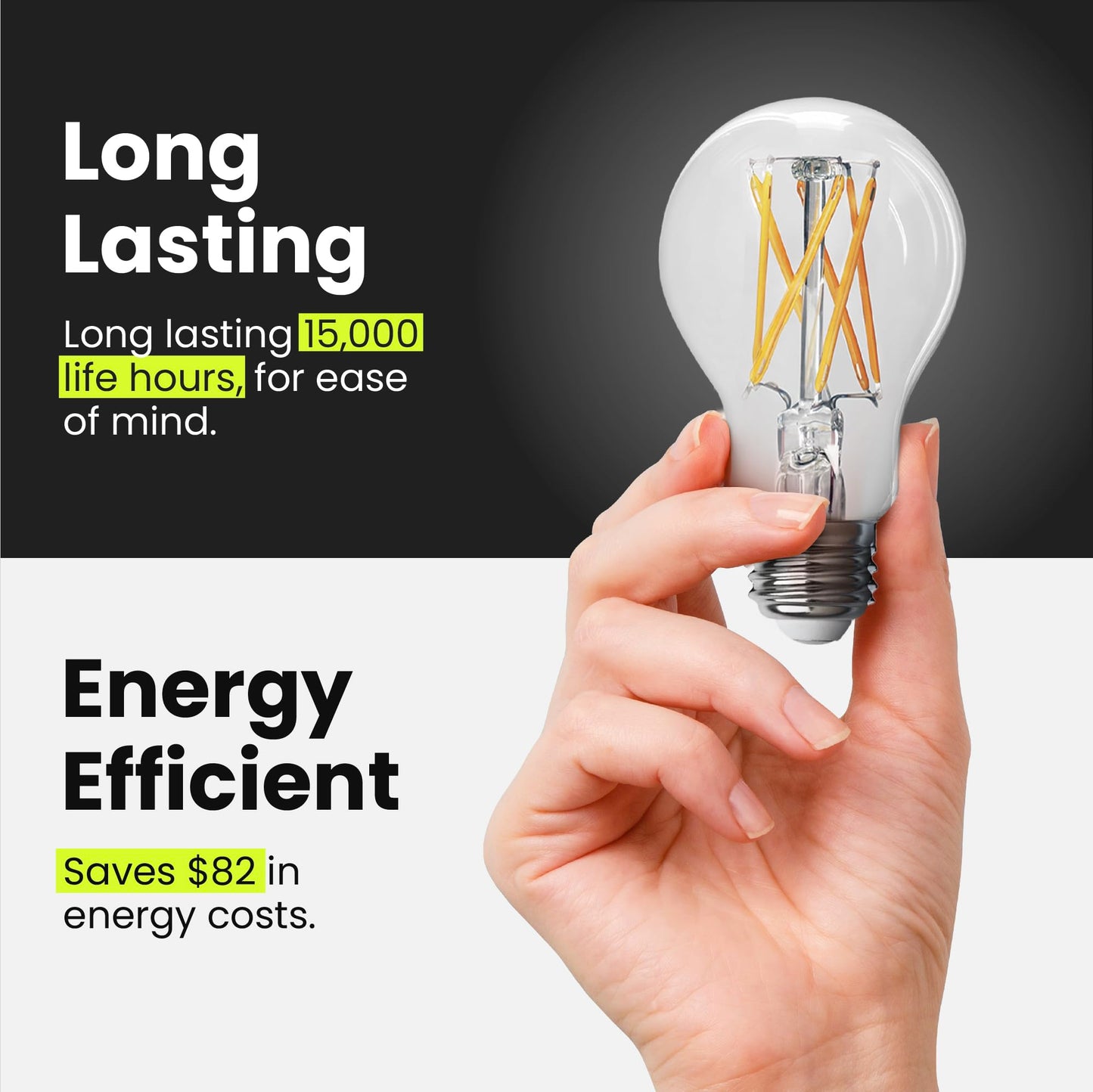 Feit Electric A19 Enhance LED Light Bulb, 40W Eq, Bright White, 4 Pack