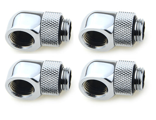 BXQINLENX Nickel-Plated Brass Silver Chrome G 1/4" Male to Female 90° Rotary Enhance Multi-Link Adapter Fitting for Computer Water Cooling System(4