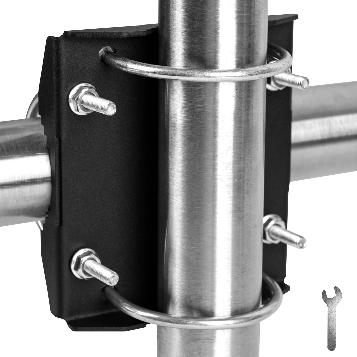 KSWLOR Antenna Mast Cross-Over Bracket Kit for 1.65" to 2.45" OD Pipes with Heavy Duty Right-Angle Plate & Mounting Hardware U Bolts Anti-Rust