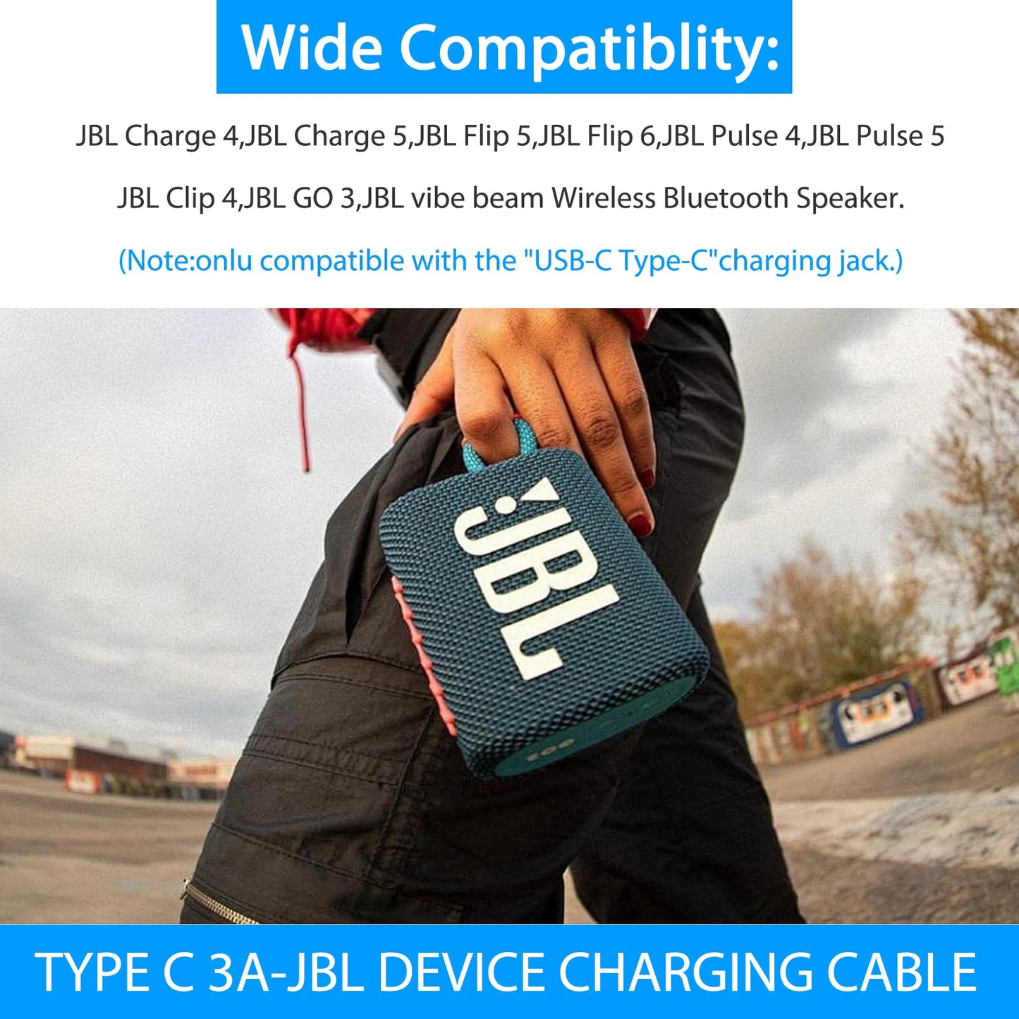 Fast Charger Charging Cable Cord for JBL Charge 4,Charge 5,Flip 5,Flip 6,Pulse 4 Clip4, GO 3,Extreme 3,JR-POP,Endurance Peak II,Wireless Bluetooth