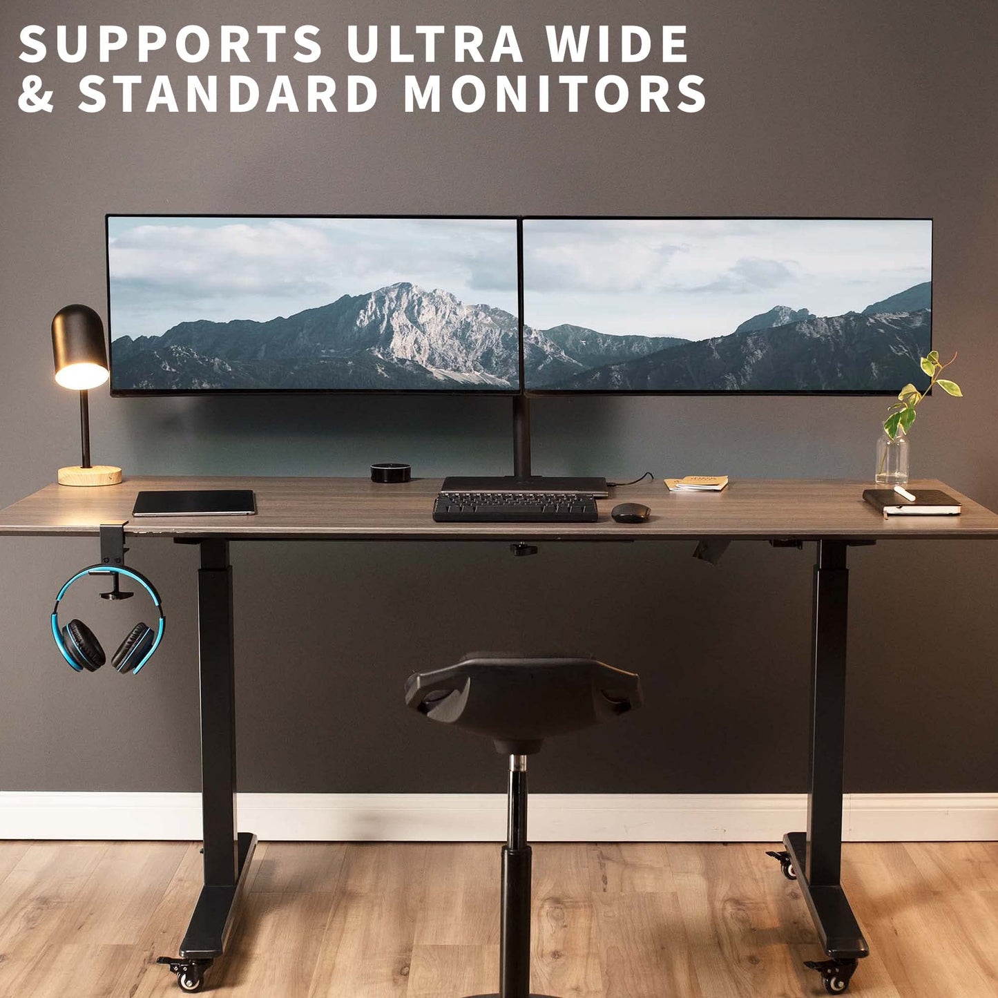 VIVO Full Motion Dual Monitor Desk Mount Clamp Stand VESA, Double Center Arm Joint, Holds 2 Screens up to 34 inches, STAND-V102D