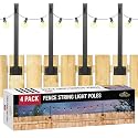 EXCELLO GLOBAL PRODUCTS 4 Pack of 1.3' Fence String Light Poles