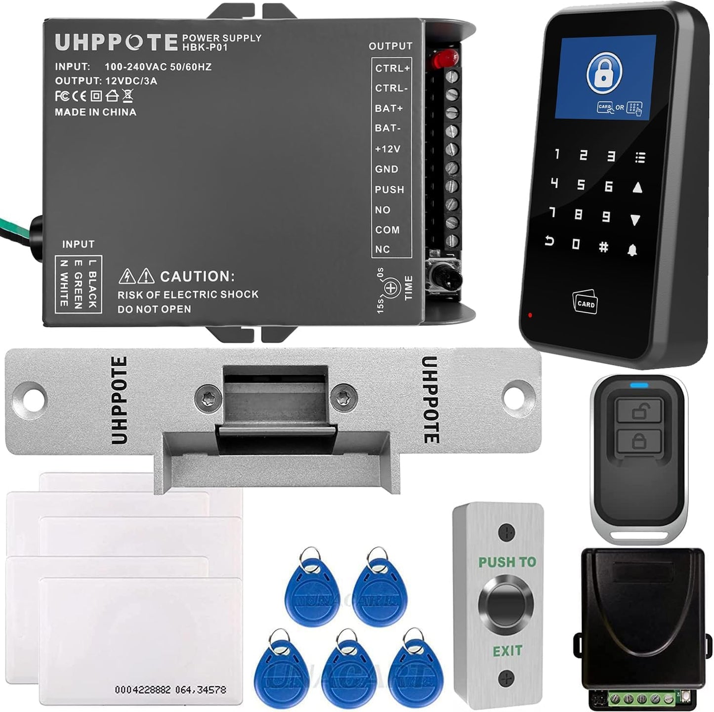 UHPPOTE Full Complete Waterproof Outdoor Use 125KHz RFID Em Id Card Single-door Stand-alone Access Control Kit