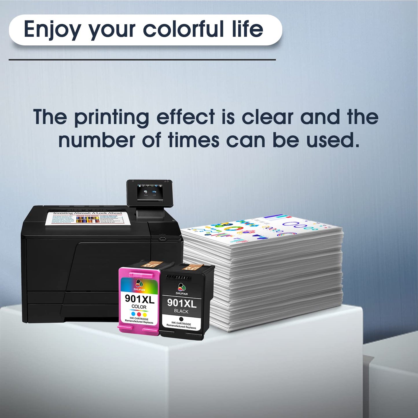 SHUPAN 901XL Ink Cartridge Combo Pack Replacement for HP 901XL 901 XL Ink Cartridge Work with HP Officejet 4500 J4500 J4524 J4540 J4640 J4550 J4580