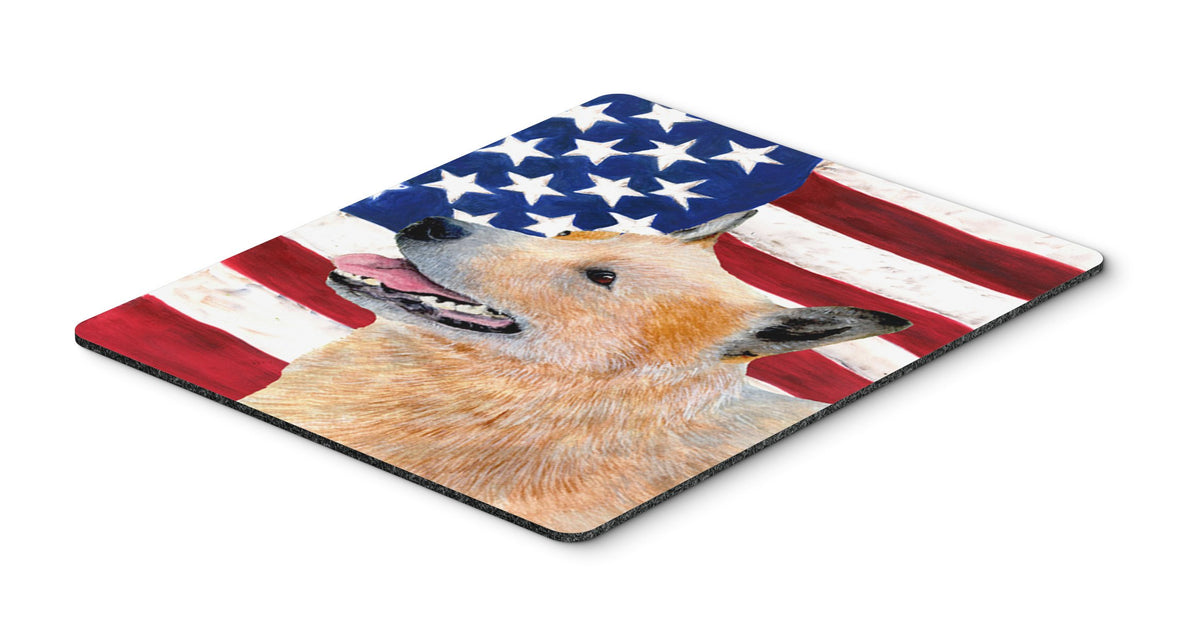 Caroline's Treasures SS4251MP USA American Flag with Australian Cattle Dog Mouse Pad, Hot Pad or Trivet for Home Office Gaming Working Computers