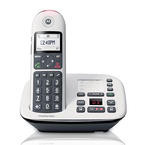 Motorola CD5011 Cordless Phone with Answering Machine and 1 Handset | DECT 6.0, Big Buttons, Large Backlit Display, Audio Assist Volume Boost, Call
