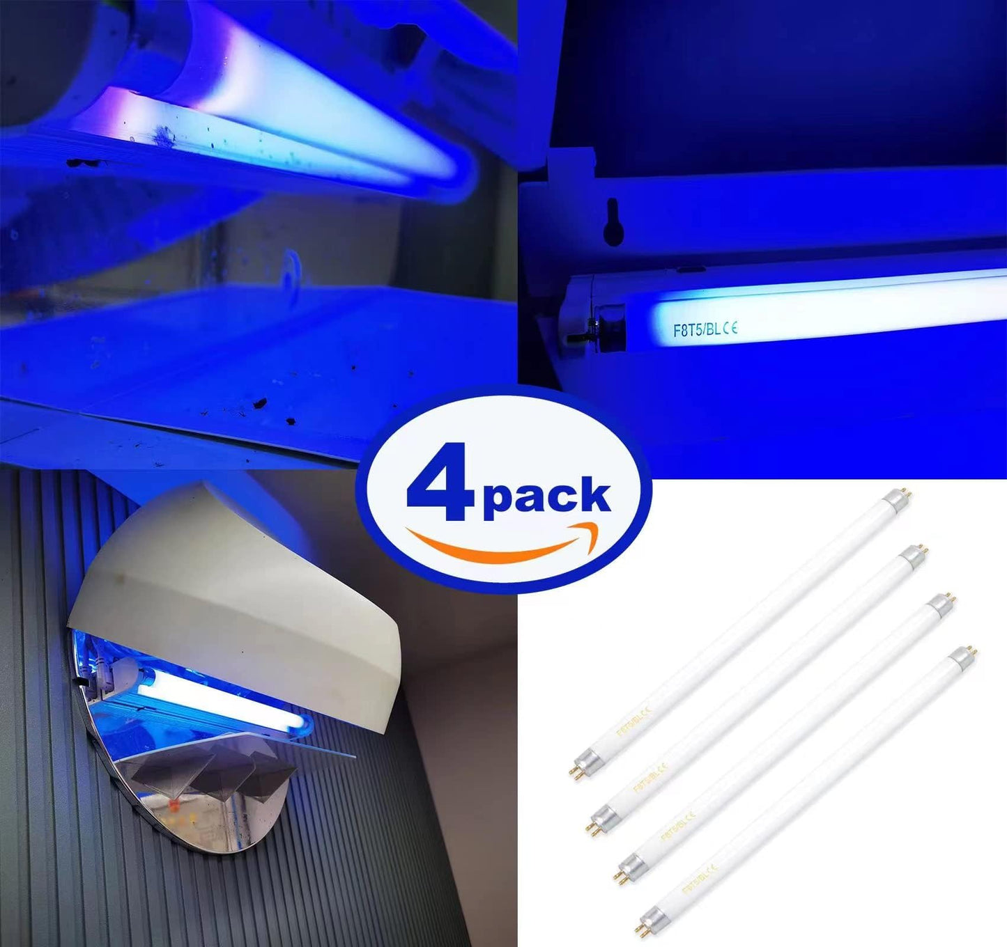 Celiwace 4 Pack T5 8 Watt F8T5 Fluorescent Bulb, BL Black Light Bulb BL368 WS108 Replacement Fluorescent Tube 12 inch