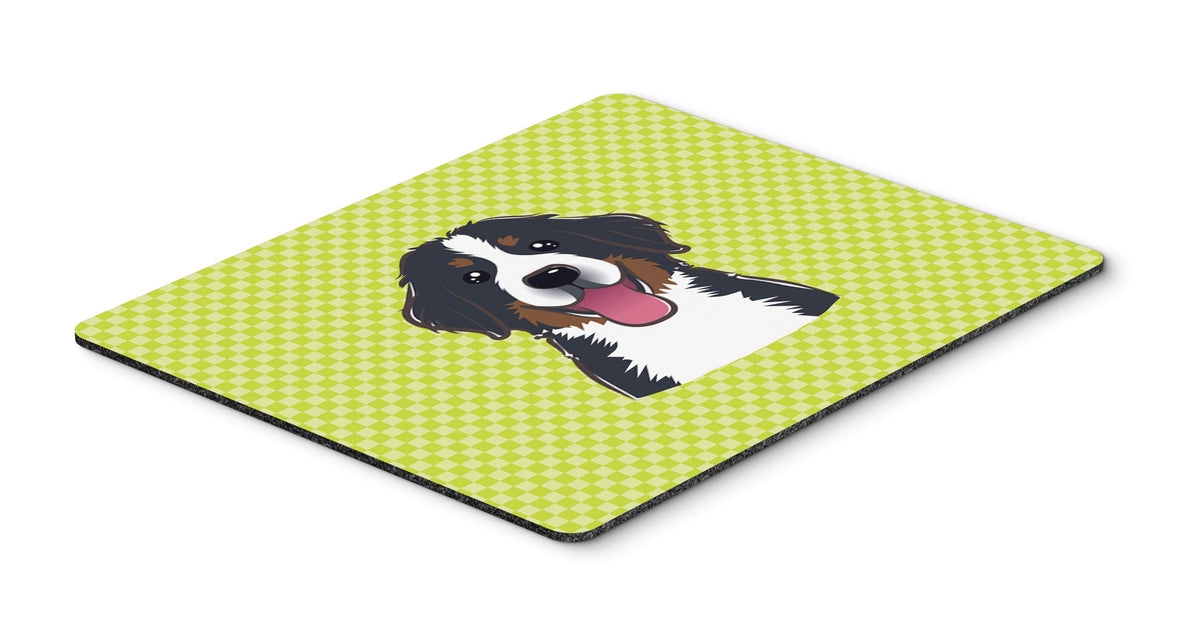 Caroline's Treasures BB1299MP Checkerboard Lime Green Bernese Mountain Dog Mouse Pad, Hot Pad or Trivet for Home Office Gaming Working Computers