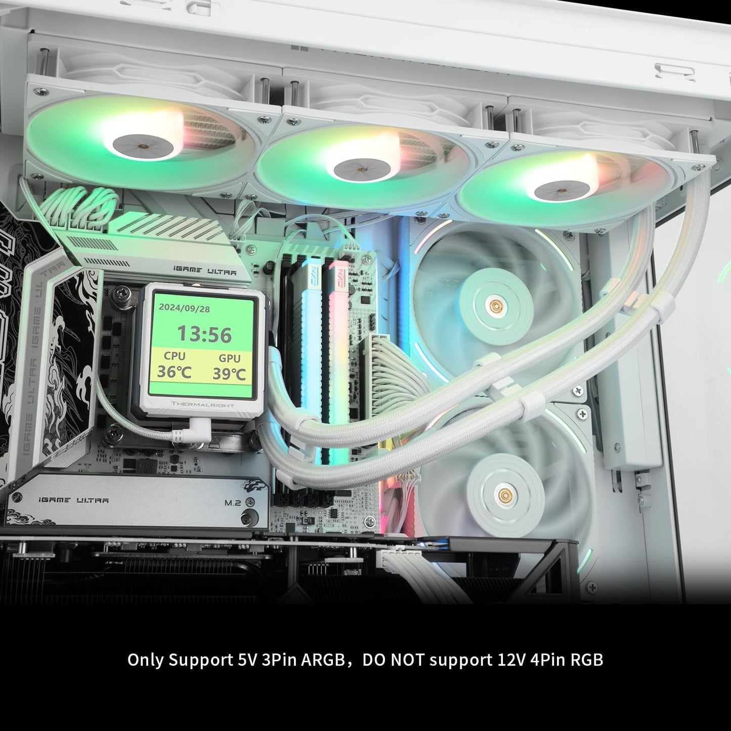 Thermalright FW360 Ultra ARGB White CPU AIO Cooler,PC 360 Specification Water Cooler System,IPS LCD Screen with 480x480 Resolution,for AM5,Intel