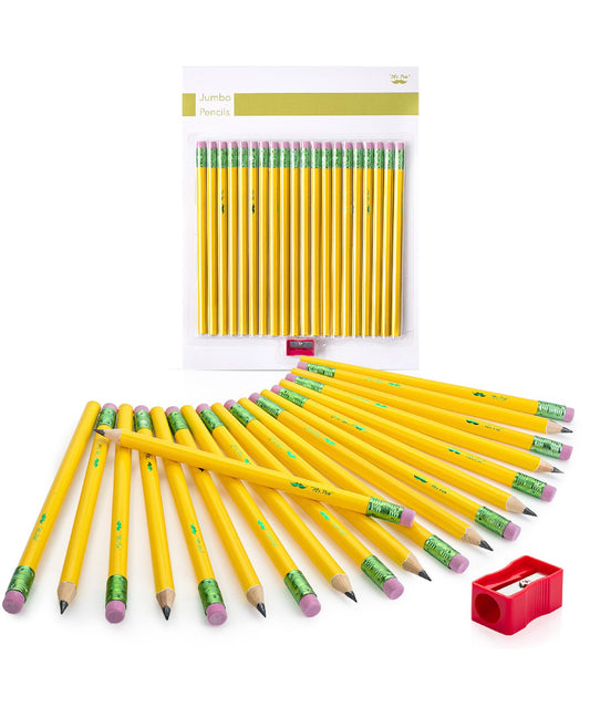 Mr. Pen- Jumbo Pencils, 20 Pack with 1 Sharpener, Yellow Barrels