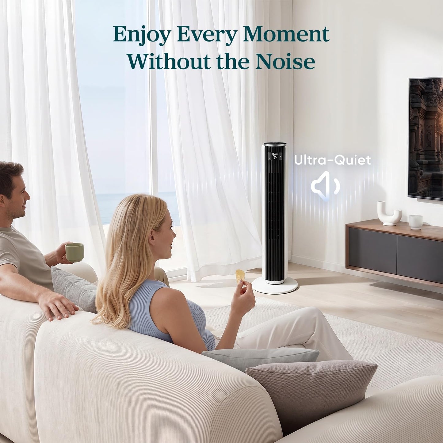 Levoit Tower Fan for Bedroom, 28ft/s Fans that Blow Cold Air, 28dB Quiet