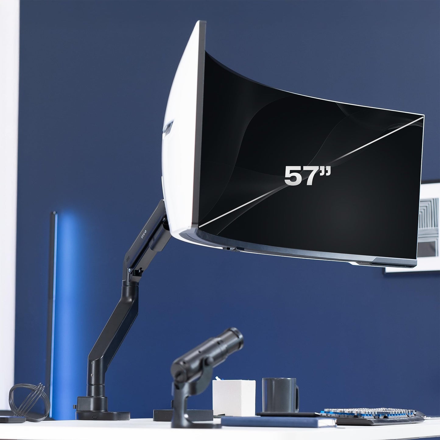 VIVO Heavy Duty Ultrawide Monitor Arm for 57 inch Screens up to 59.4 lbs, Desk Mount TV and Monitor Stand Designed for Samsung Odyssey Ark, Neo G9