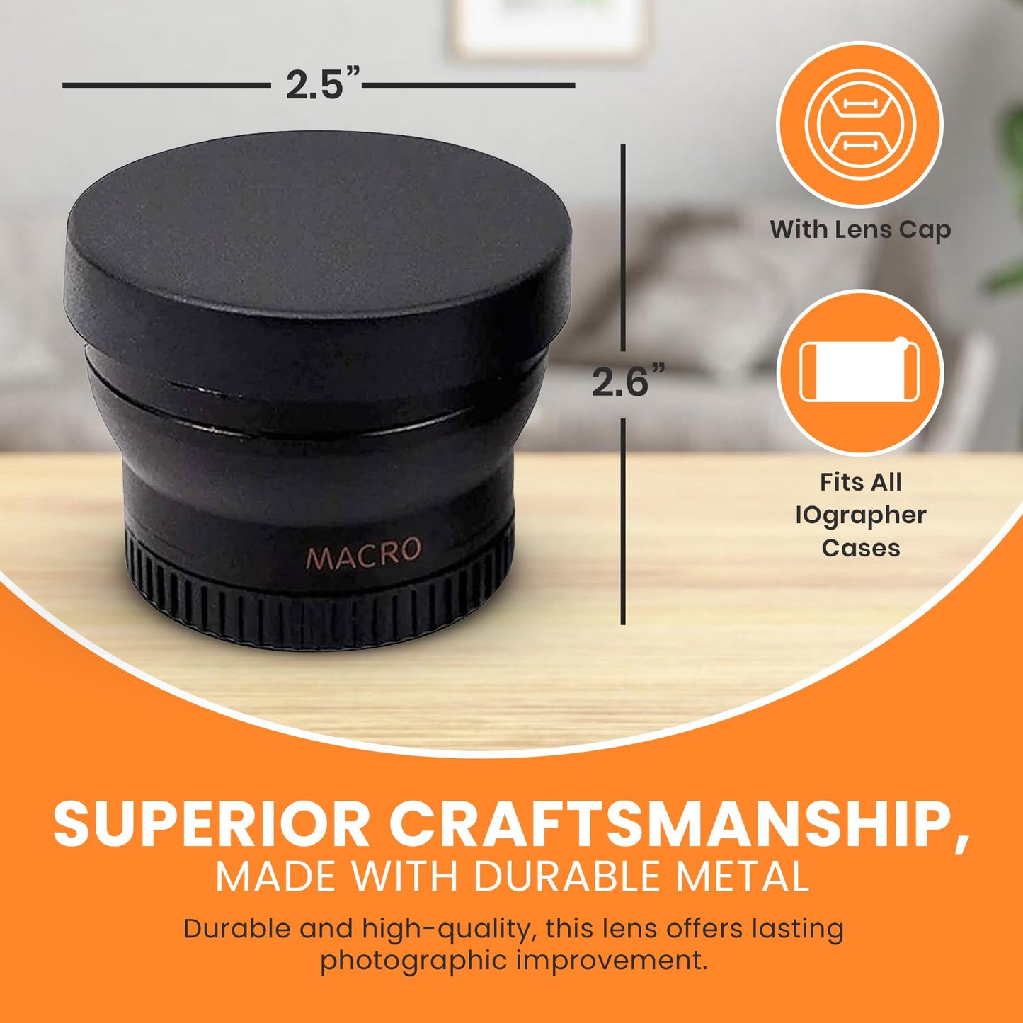iOgrapher 37mm Wide Angle Lens for iPhone and Smartphones - Macro Lens and Wide Phone Lens - Macro Lens for iPhone and Other Smartphones - Camera Lens