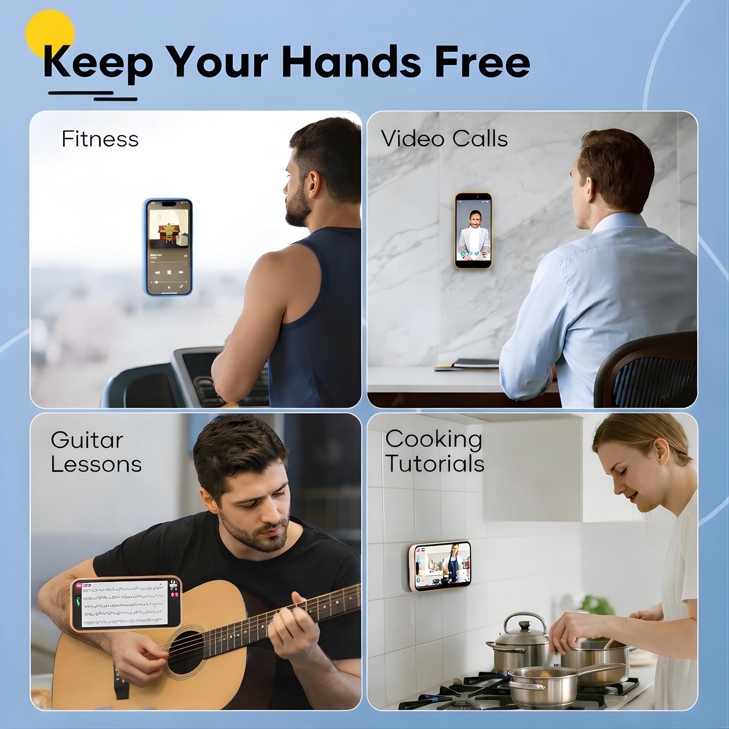 Suction Phone Case Mount, Phone Sticky Grip for iPhone and Android, Adhesive Phone Accessory, Hands-Free Mirror Shower Phone Holder for Videos