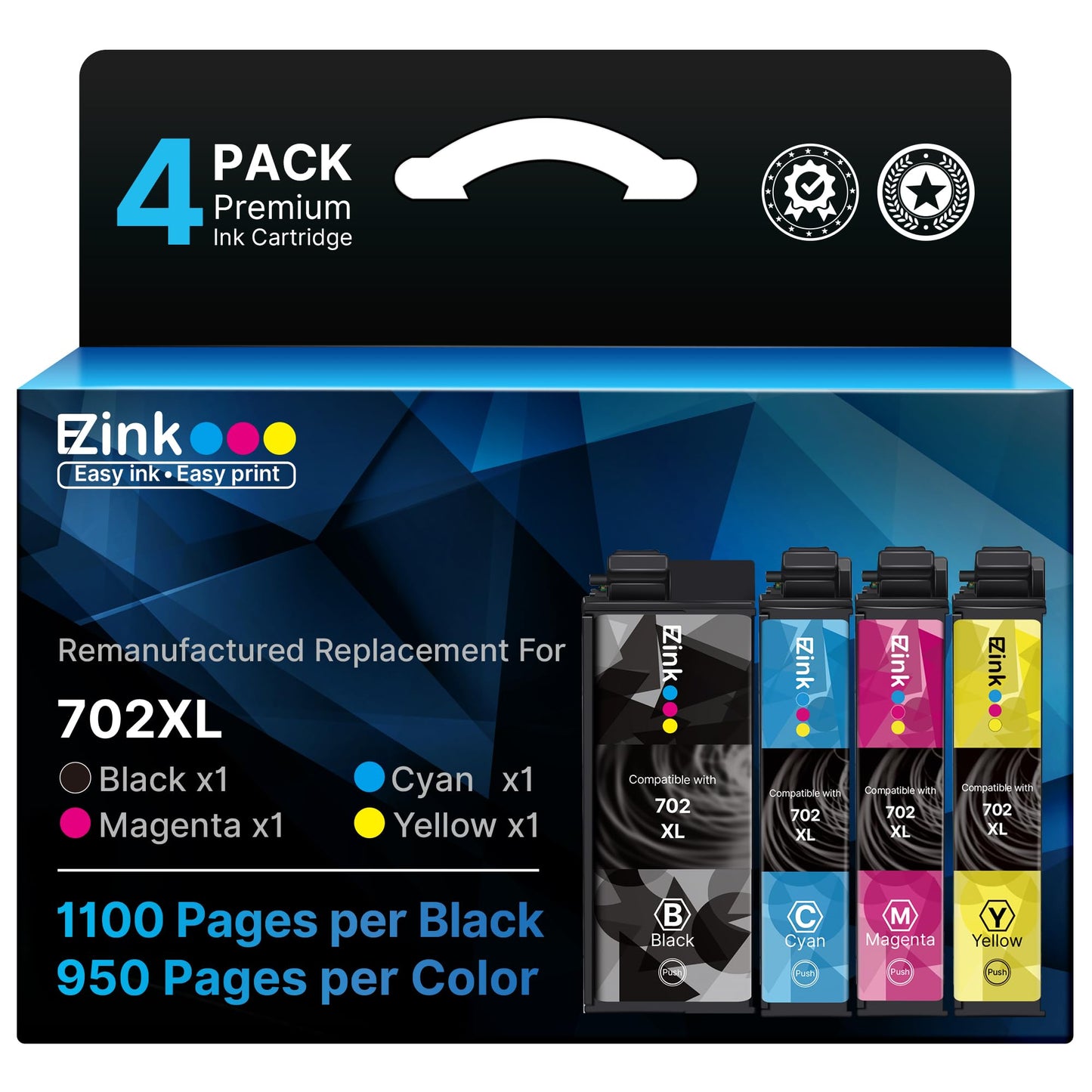 E-Z Ink Remanufactured Replacement for Epson 702XL WF-3720 Ink Cartridge