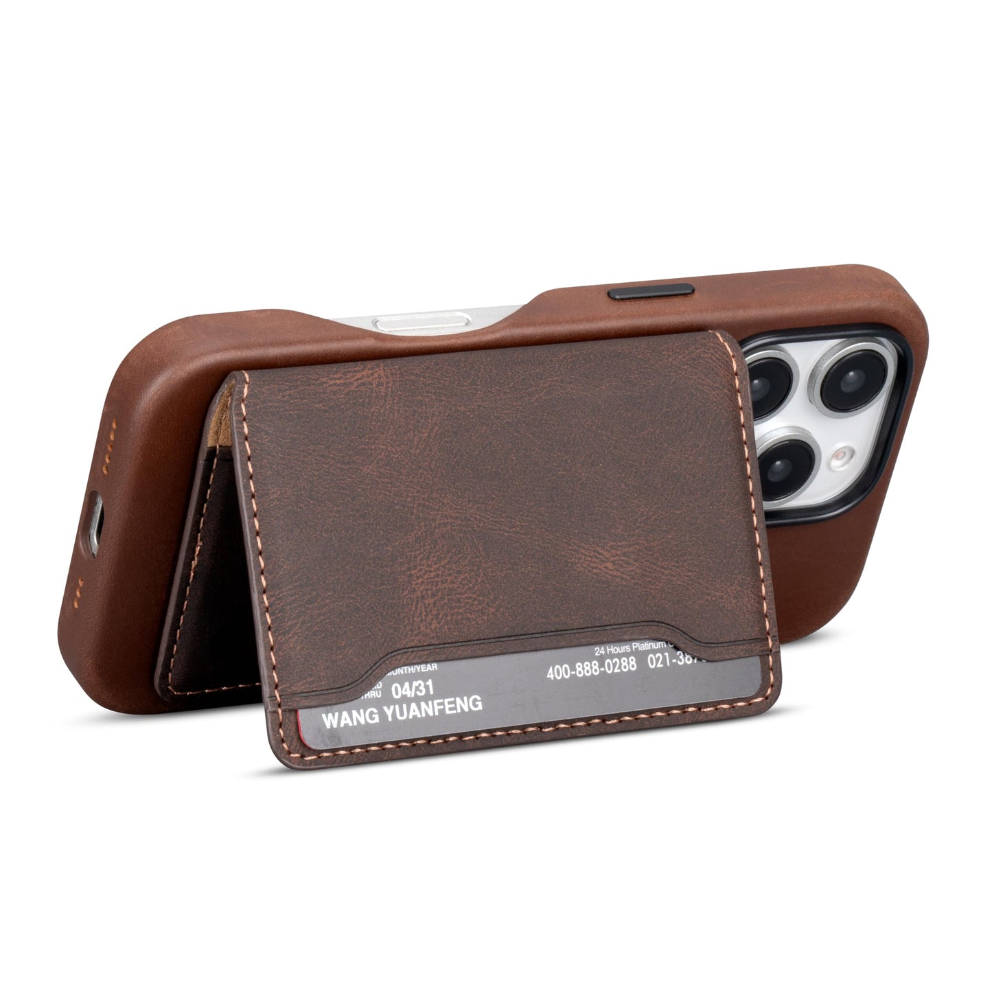 maogoam Magnetic Leather Bifold Wallet Compatible With MagSafe, Ultra Slim Stronger Magnetic Cards Holder for iPhone, Fit 4 Cards, RFID Blocking, Dark