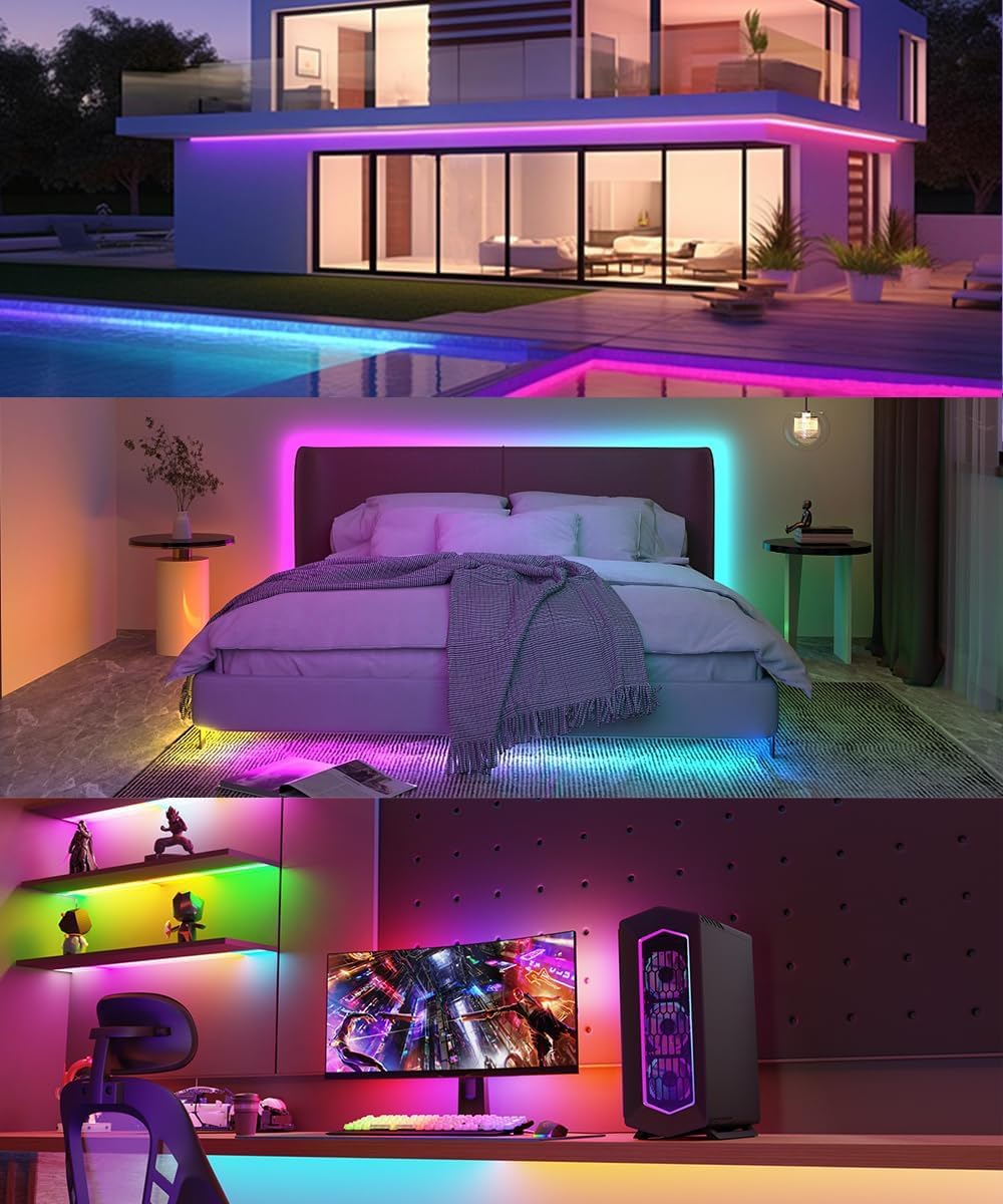 LOAMLIN Individually Addressable RGB LED Strip9.8FT 144LEDs/M 5050 SMD with WS2812 IC Control Smart Flexible Dream Full Color Black PCB Light IP67