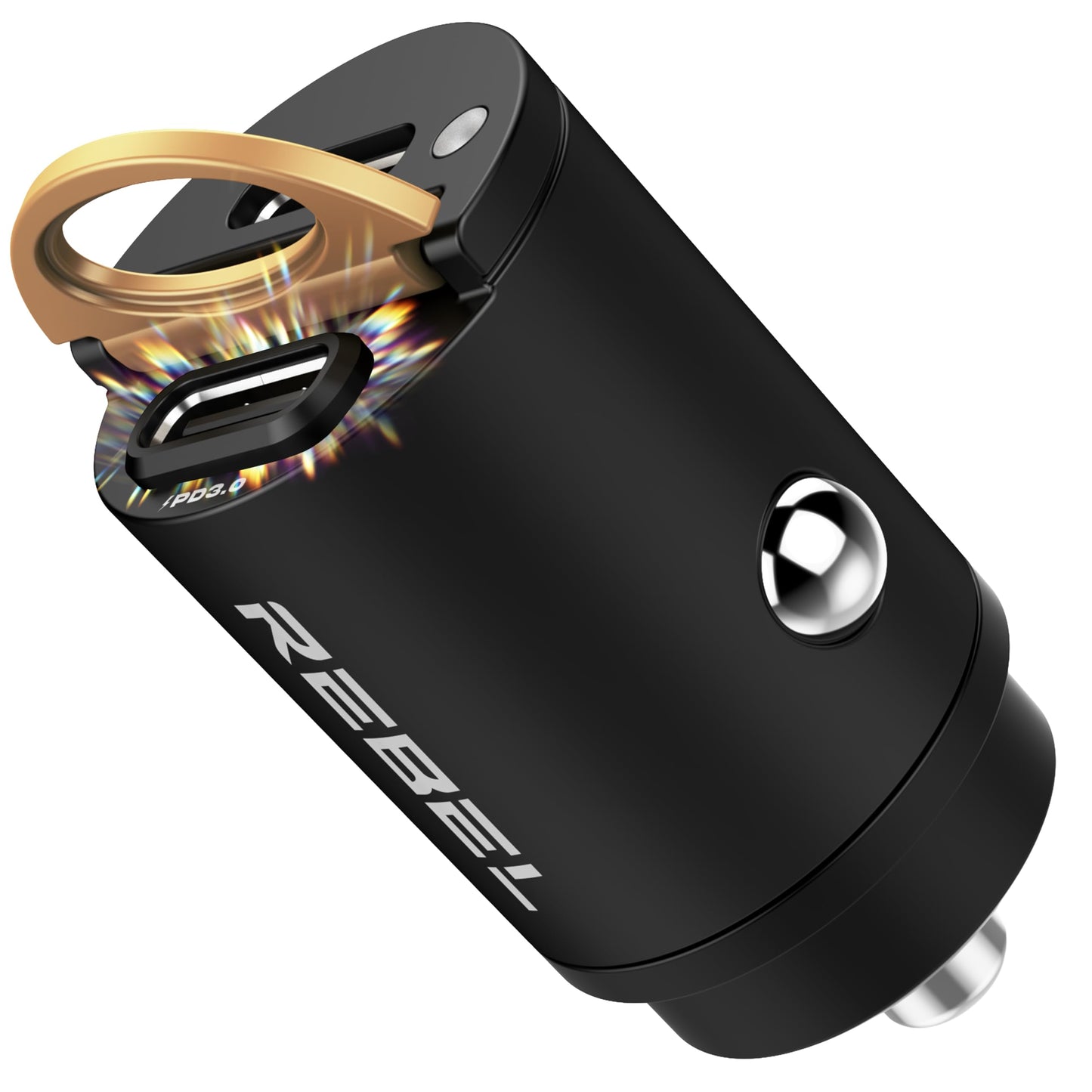 REBEL Dual 65W USB C Fast Car Charger 12V/24V [Smallest Metal Frame] PD65W, QC60W 4.0/3.0, Flush Fit, Cigarette Lighter Adapter for iPhone 17 Pro Max
