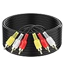 Audio Video RCA Cable, Abireiv 75FT 3RCA to 3RCA Composite AV Cable Compatible with Set-Top Box, Speaker, Amplifier, DVD Player, 24K Gold Plated