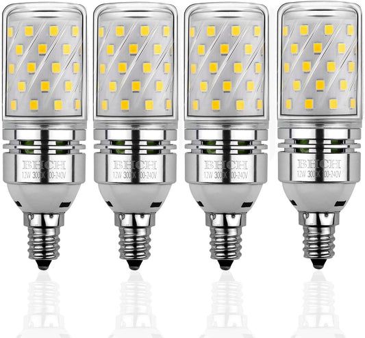 BHCH E12 LED Corn Bulbs 12W,3000K Warm White,1200LM,Small Edison Screw Bulbs,100W Incandescent Bulbs Equivalent,Pack of 4