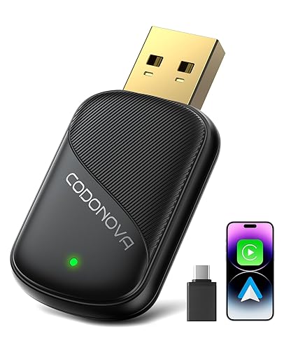 Mini Wireless CarPlay Adapter for Apple iPhone - Wired to Wireless Converter, 5GHz WiFi Zero-Lag Dongle, Stable Auto-Connect, Gold-Plated USB-A/C