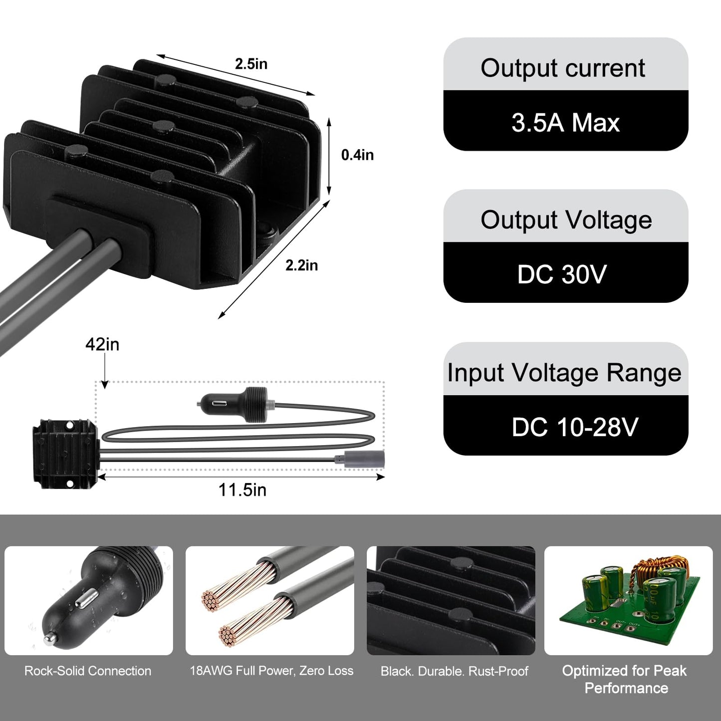 Starlink Mini 12V Adapter, 9-28V to 30V 3.5A DC Step Up Starlink Mini DC Power Supply with Cigarette Lighter Plug for Starlink Mini Dish Router…