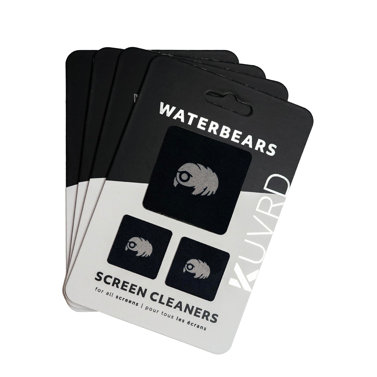 KUVRD Waterbear - Universal Screen Cleaners - Teeny Tiny Cleaning Tools for Your Lenses & Screens - 4-Pack - (4-Pad Sets)