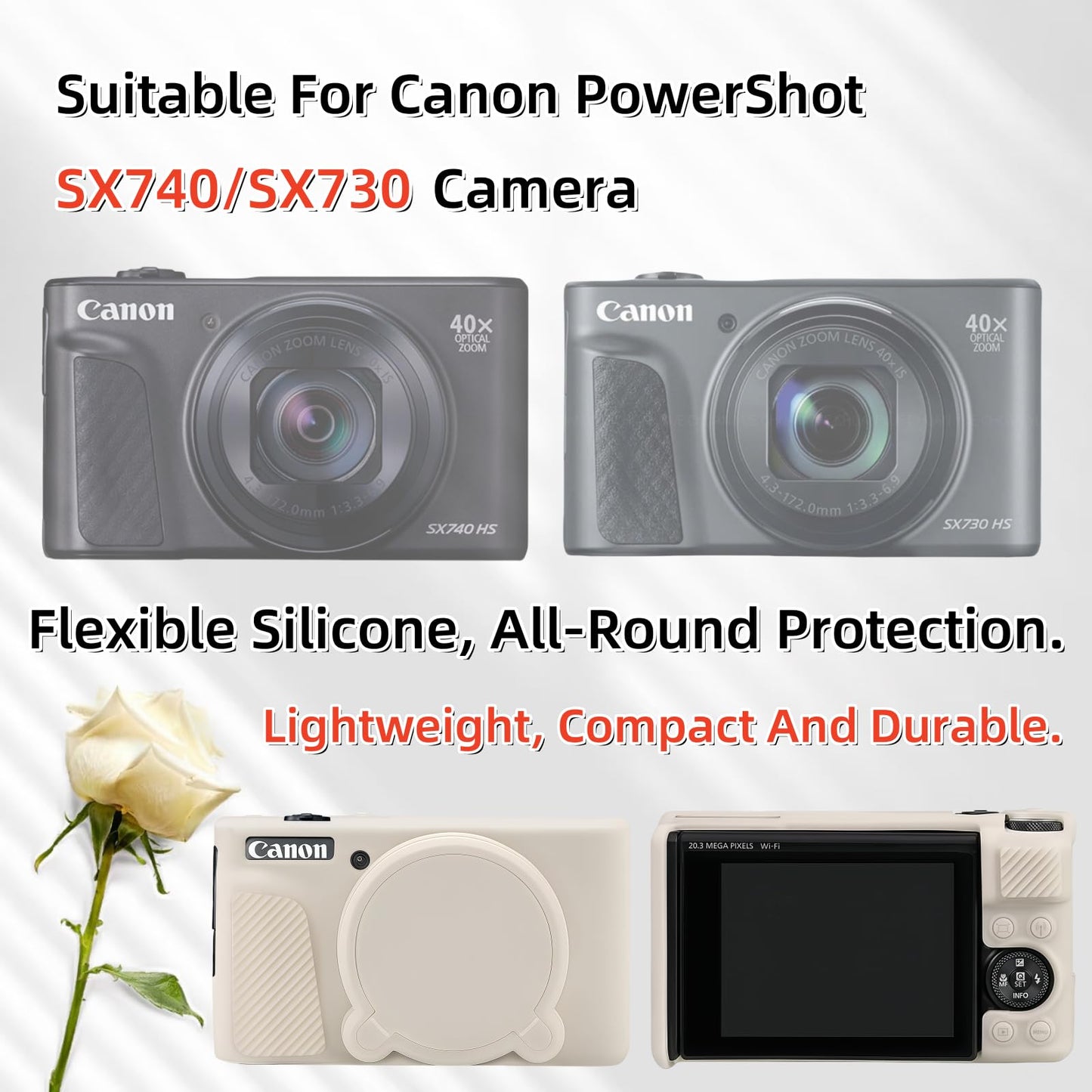 SZHSYJY Camera Case for Canon PowerShot SX740/ SX730 Digital Camera,Soft Silicone Protective Bag Removable Lens Cover,Anti-Scratch Slim Fit