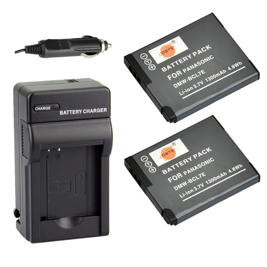 DSTE® 2X DMW-BCL7 DMW-BCL7E DMW-BCL7PP Battery + DC144 Travel and Car Charger Adapter Compatible with Panasonic Lumix DMC-F5 FH10 FS50 SZ3 SZ9 XS1 XS3