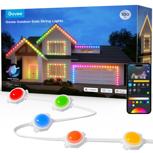 Govee Outdoor LED Strip Lights, 45 RGBIC LED Lights 100FT String Lights with 65 Scene Modes, Halloween Decoration Work with Alexa, Google, APP