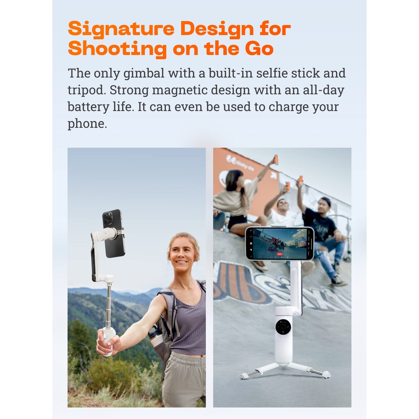 Insta360 Flow Gimbal Stabilizer for Smartphone, Official Sticker Kit - AI-Powered Gimbal, 3-Axis Stabilization, Built-in Tripod, Portable & Foldable