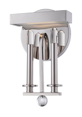 Nuvo Lighting 62/199 Harrow LED One Light Wall Sconce 4.8 Watt 285 Lumens Soft White 2700K KolourOne LED Technology Crystal Accents Polished Nickel