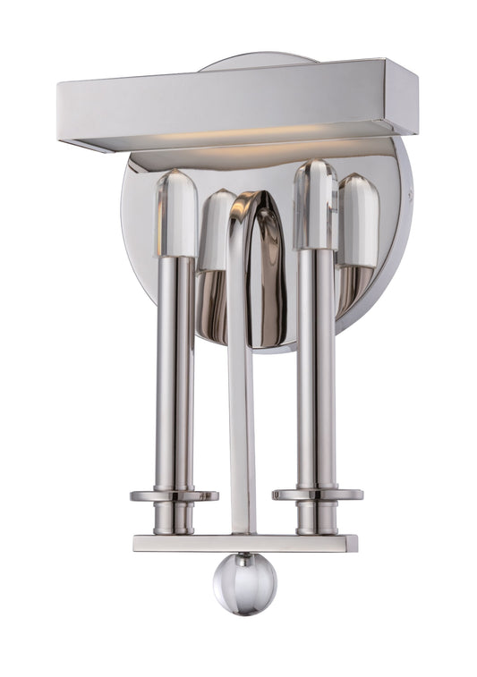 Nuvo Lighting 62/199 Harrow LED One Light Wall Sconce 4.8 Watt 285 Lumens Soft White 2700K KolourOne LED Technology Crystal Accents Polished Nickel