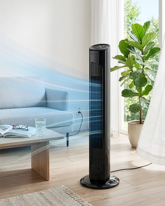 32 Inch Standing Column Tower Fan,Home Use Touch Control Tower Fan,Electric Bladeless Floor Fans,3 Speeds Smart Standing Fans,with Remote,for Bedroom