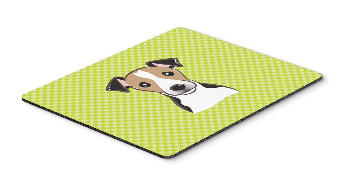 Caroline's Treasures BB1323MP Checkerboard Lime Green Jack Russell Terrier Mouse Pad, Hot Pad or Trivet for Home Office Gaming Working Computers