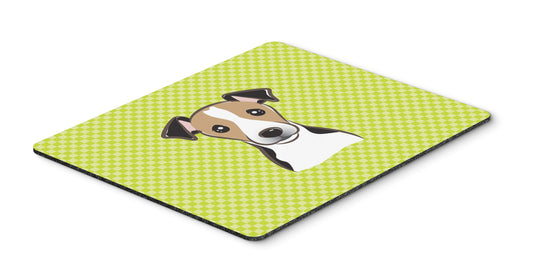 Caroline's Treasures BB1323MP Checkerboard Lime Green Jack Russell Terrier Mouse Pad, Hot Pad or Trivet for Home Office Gaming Working Computers