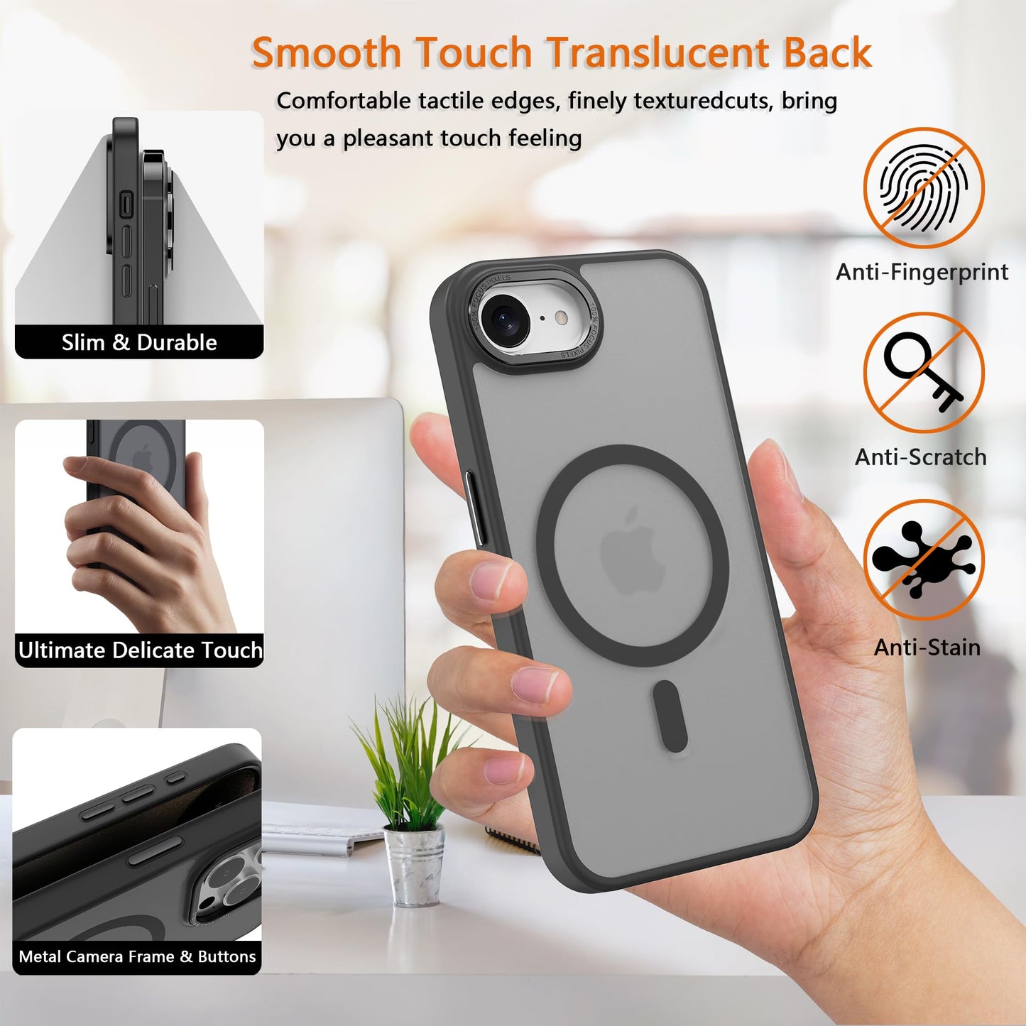 EUMADOVE iPhone 16e 2025/17e Case [Compatible with Magsafe] Translucent Matte Phone Cover, [10 FT Military Grade Drop Protection] Slim Durable