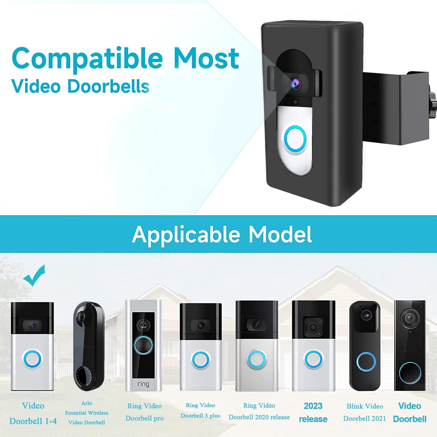 YAHUAA Upgrade Anti Theft Video Doorbell Mount Compatible with Video Doorbell, Adjustable Mounting Bracket Accessories for houses, apartments, Office