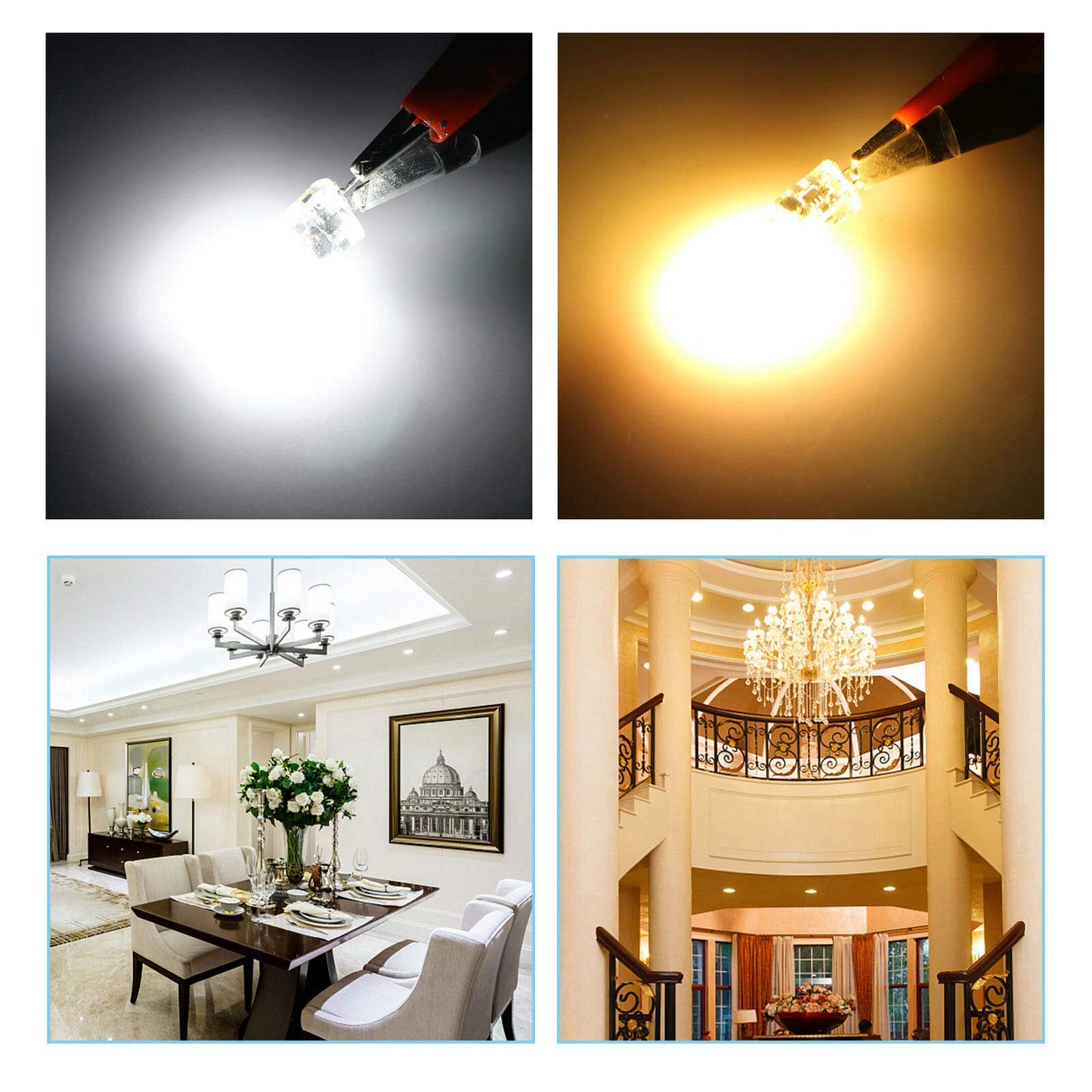 Lxcom Lighting G4 LED Bulb 12V Bi-Pin Base 1.5W LED COB Light Bulbs (10 Pack) 10W Halogen Replacement Warm White 3000K T3 G4 Base No Flicker for Under