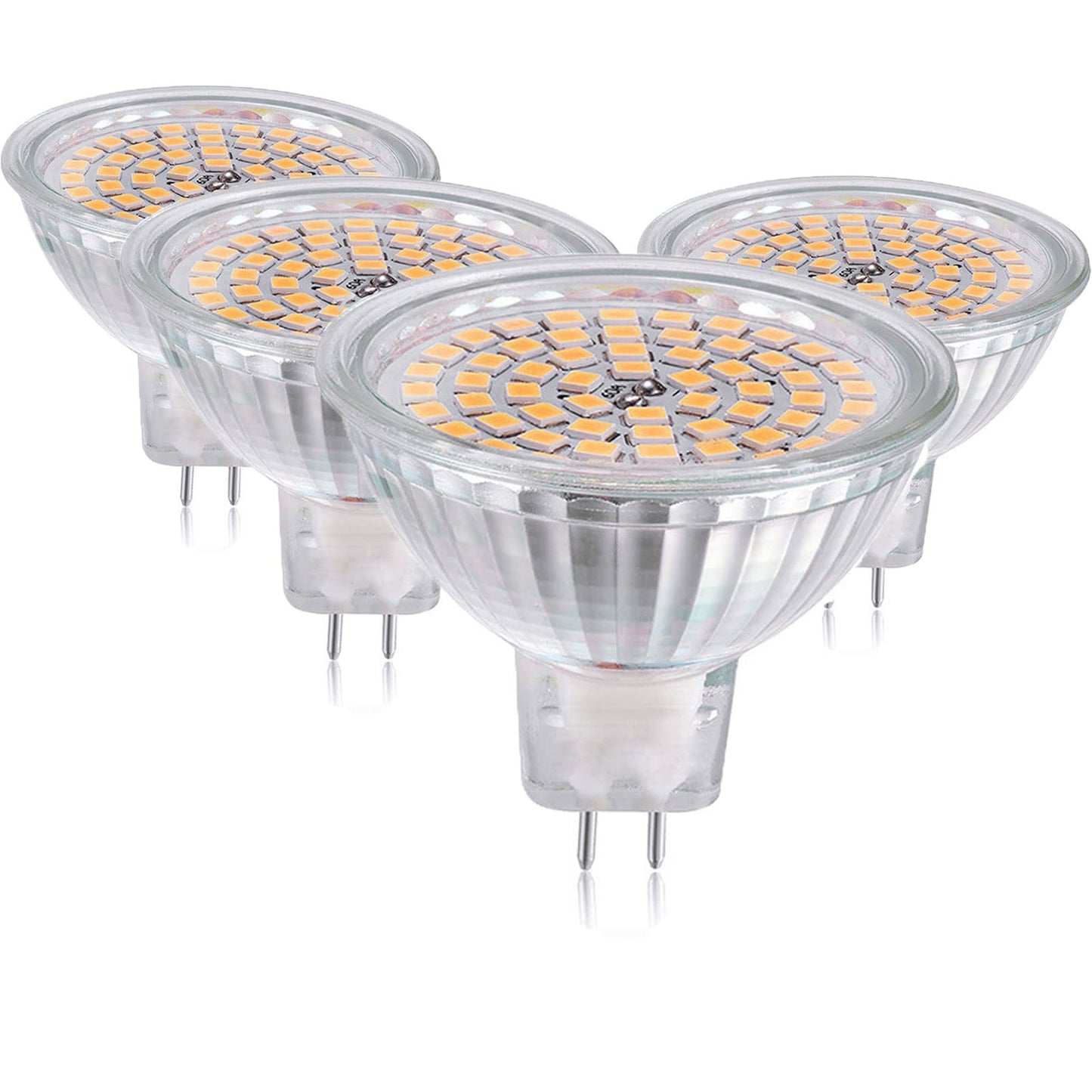 MR16 LED Light Bulbs(4 Pack)-380lm 60LEDs 2835 SMD 3W AC/DC 12V 3000K Warm White,30W Halogen Bulb Equivalent,GU5.3 Bi-Pin Base,Not Dimmable,
