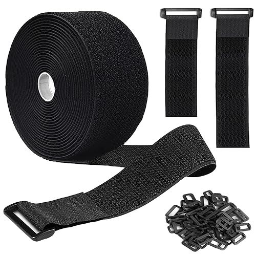 16Ft 2 inch Wide Cable Ties, Jumpso Heavy Duty Hook and Loop Straps with 15 Buckles, Adjustable Straps for Wire, Cord Wraps, Cable Management Storage