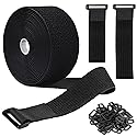 16Ft 2 inch Wide Cable Ties, Jumpso Heavy Duty Hook and Loop Straps with 15 Buckles, Adjustable Straps for Wire, Cord Wraps, Cable Management Storage