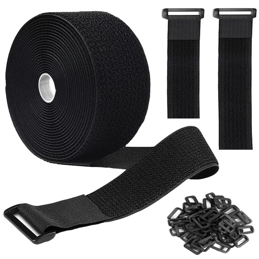 16Ft 2 inch Wide Cable Ties, Jumpso Heavy Duty Hook and Loop Straps with 15 Buckles, Adjustable Straps for Wire, Cord Wraps, Cable Management Storage