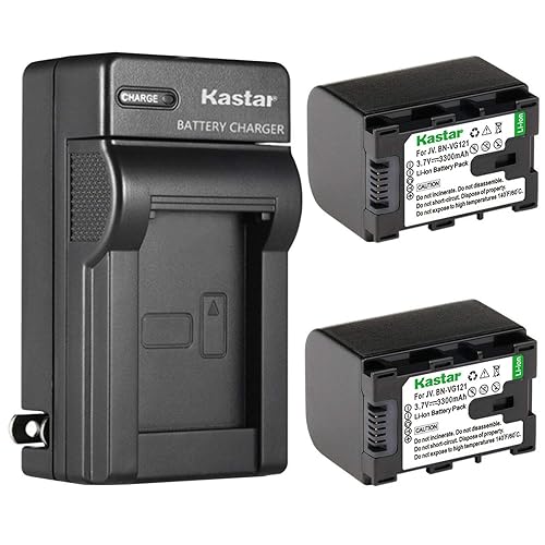 Kastar 2-Pack Battery and AC Wall Charger Replacement for JVC AA-VG1U AA-VG1US AA-VG1USM GZ-E10 GZ-E100 GZ-E180 GZ-E200 GZ-E200AU GZ-E200BU GZ-E200RU