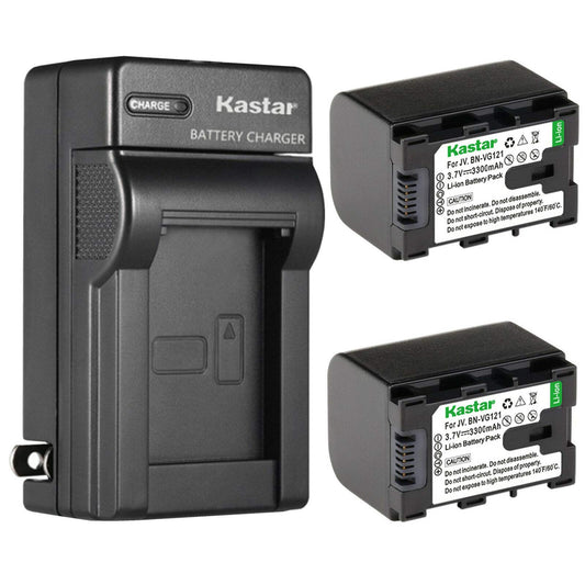 Kastar 2-Pack Battery and AC Wall Charger Replacement for JVC AA-VG1U AA-VG1US AA-VG1USM GZ-E10 GZ-E100 GZ-E180 GZ-E200 GZ-E200AU GZ-E200BU GZ-E200RU
