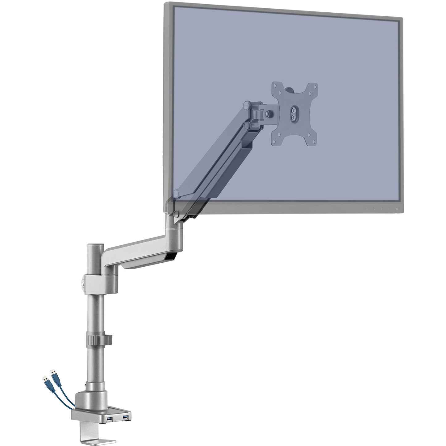 Lorell, LLR99802, Pole Single-Monitor Arm, 1 Each, Gray