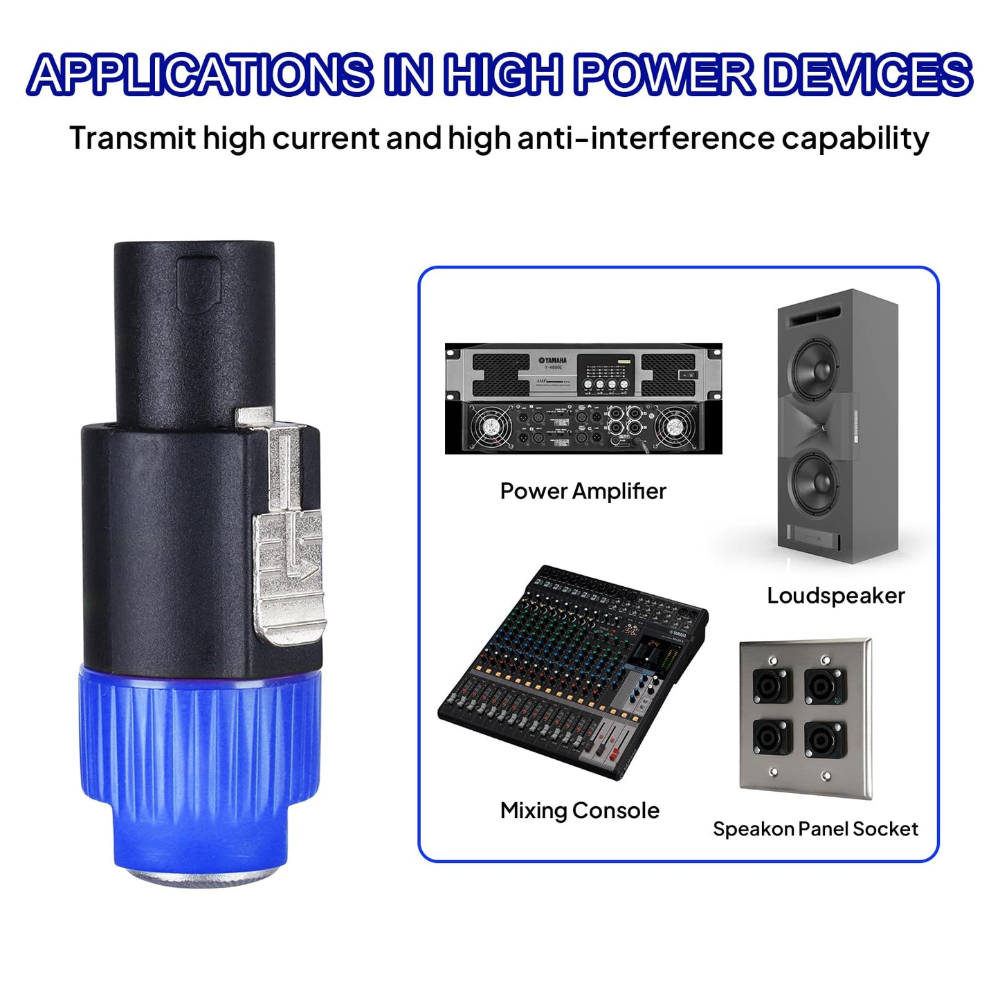 SUNNAREPOON Speakon to 1/4 Adapter Connector - 4 Pack Speak on Male to 1/4 Inch Female Adapters with Twist Lock, NL4FC Connectors to 1/4" TS Mono Plug